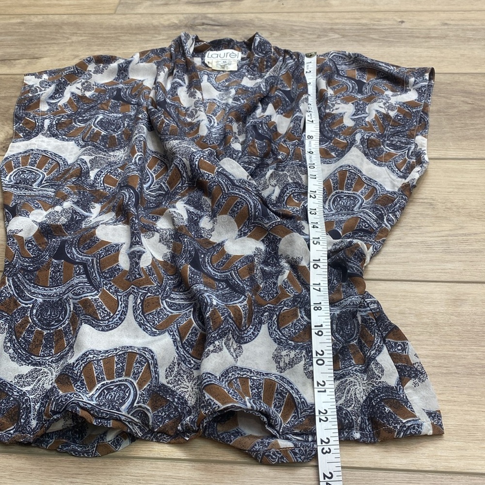 Escada Blue and Brown Patterned Blouse - Picture 10 of 12